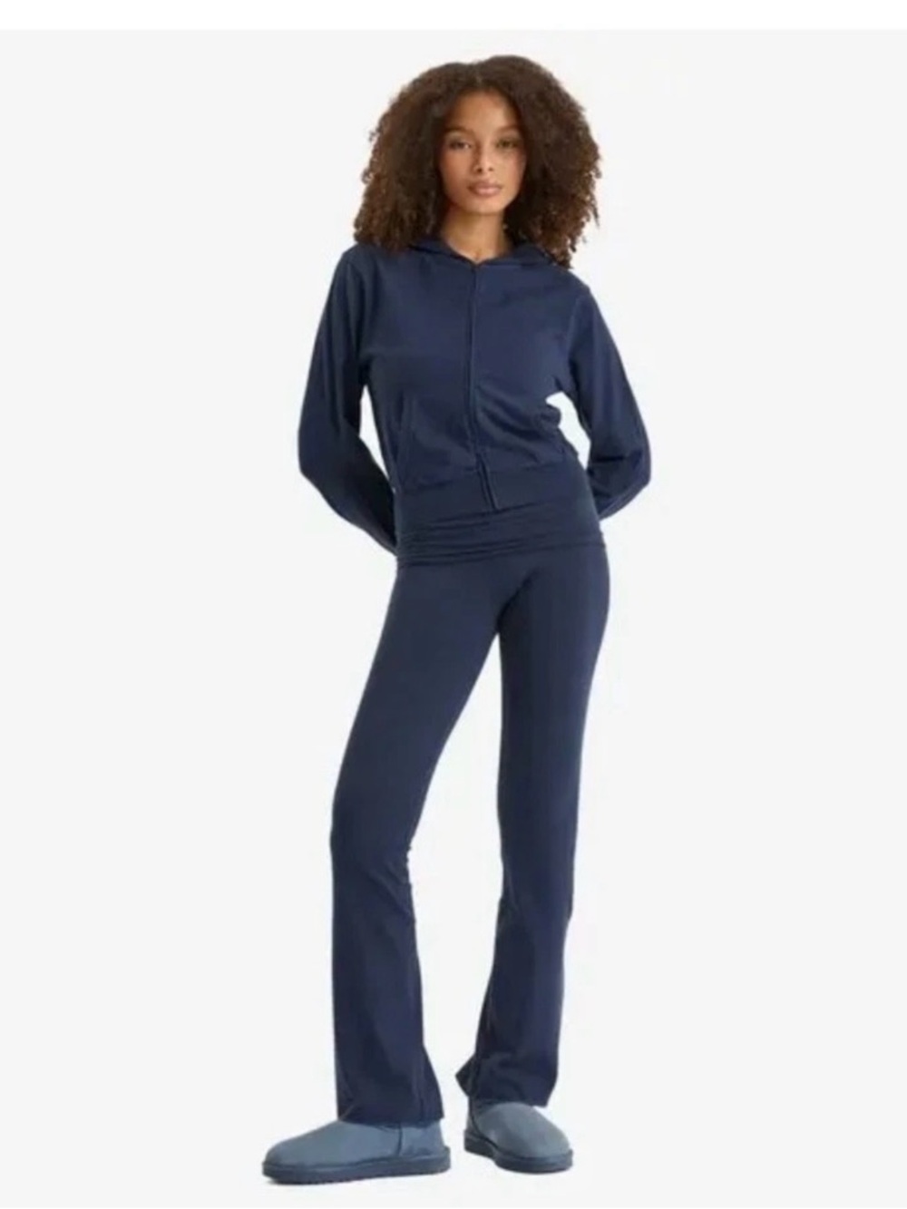 Skims Cotton Jersey 
Zip-Up Hoodie
Color Washed Navy Size Medium